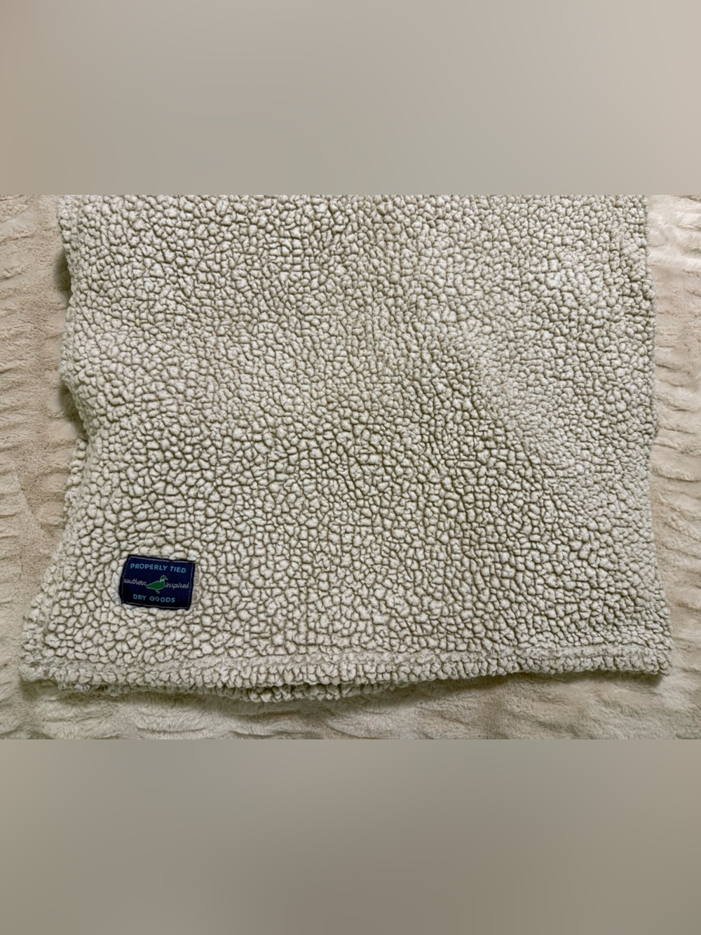 Properly Tied Cream Sherpa Throw Blanket - Cozy Home Bedding